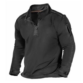 Men's Outdoor Zipper Pocket Long Sleeve Sweater (Option: Black-L)