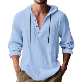 Hooded Casual Loose-fitting T-shirt Sweater For Men (Option: Light Blue-XXXL)