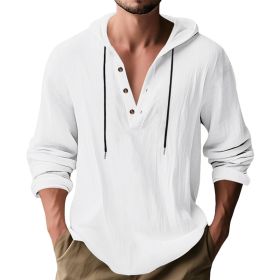 Hooded Casual Loose-fitting T-shirt Sweater For Men (Option: White-XXXL)
