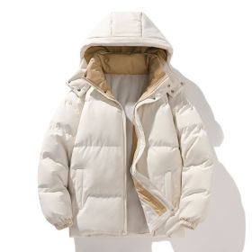 Coat Down Cotton Short Fake Two-piece Hooded Couple Wear Thickened (Option: White-XL)