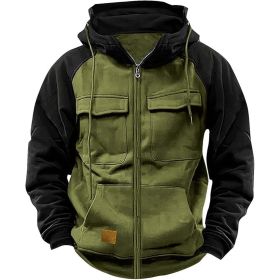 Men's Hoodie Youth Sports Multi-pocket Workwear (Option: Army Green-XXXL)