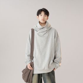 Hooded Turtleneck Sweater Men's Autumn Winter Couple Workwear Mechanical Style (Option: Cloud Gray-2XL)