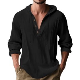 Hooded Casual Loose-fitting T-shirt Sweater For Men (Option: Black-XXL)