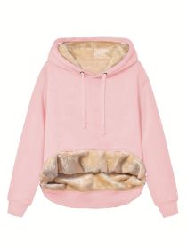 Warm Berber Fleece Pocket Hooded Sweatshirt Coat (Option: Pink-2XL)