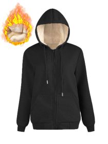 Warm Berber Fleece Pocket Hooded Sweatshirt Coat (Option: Black Thread Zipper-2XL)